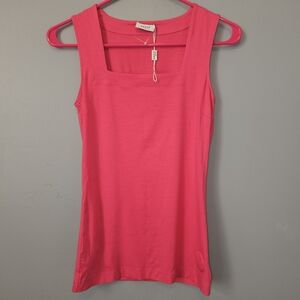 AKRIS PUNTO Square Neck Stretch Tank Top in Hot Pink Size 2 Xs